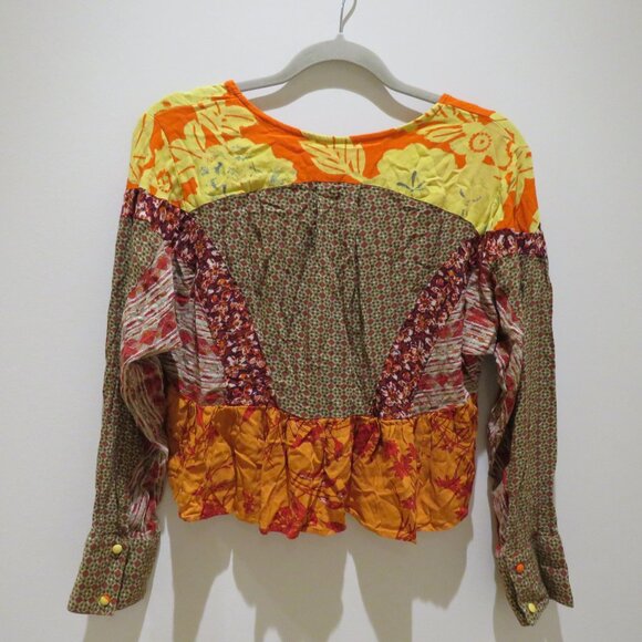 FREE PEOPLE Aloha State of Mind Tunic Top Patchwork Boho Swing Festival Cropped - Picture 11 of 14